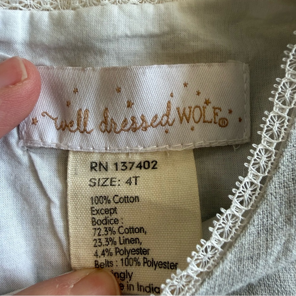 WELL DRESSED WOLF Black Surprise Dress Linen Neutral Boutique Size 4t - Picture 2 of 4
